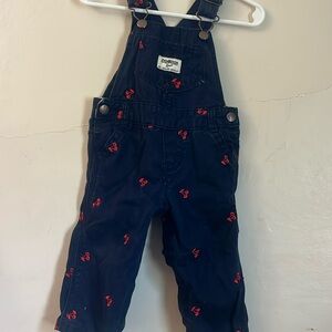 OshKosh Overalls  Navy with cherries- 9 months